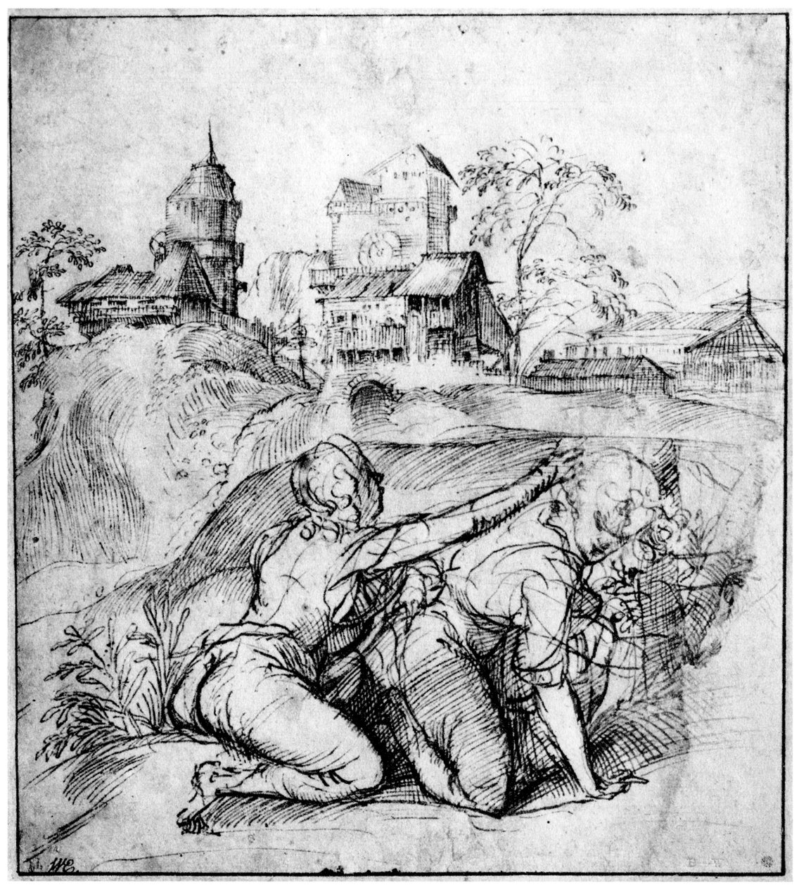 Paesaggio con due giovani, c1510, 1937 da Tiziano Vecelli