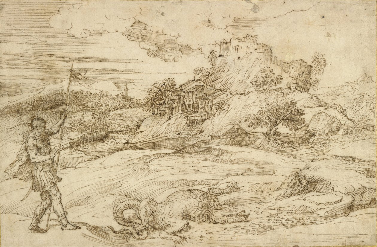 Paesaggio con San Teodoro che sconfigge il drago da Tiziano Vecelli