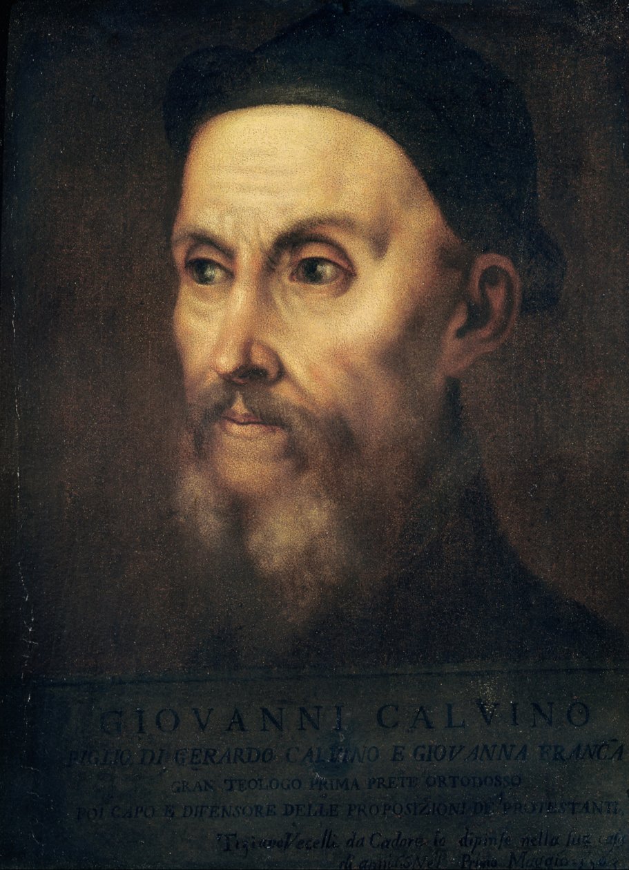 Ritratto di Giovanni Calvino (1509-64) da Tiziano Vecelli