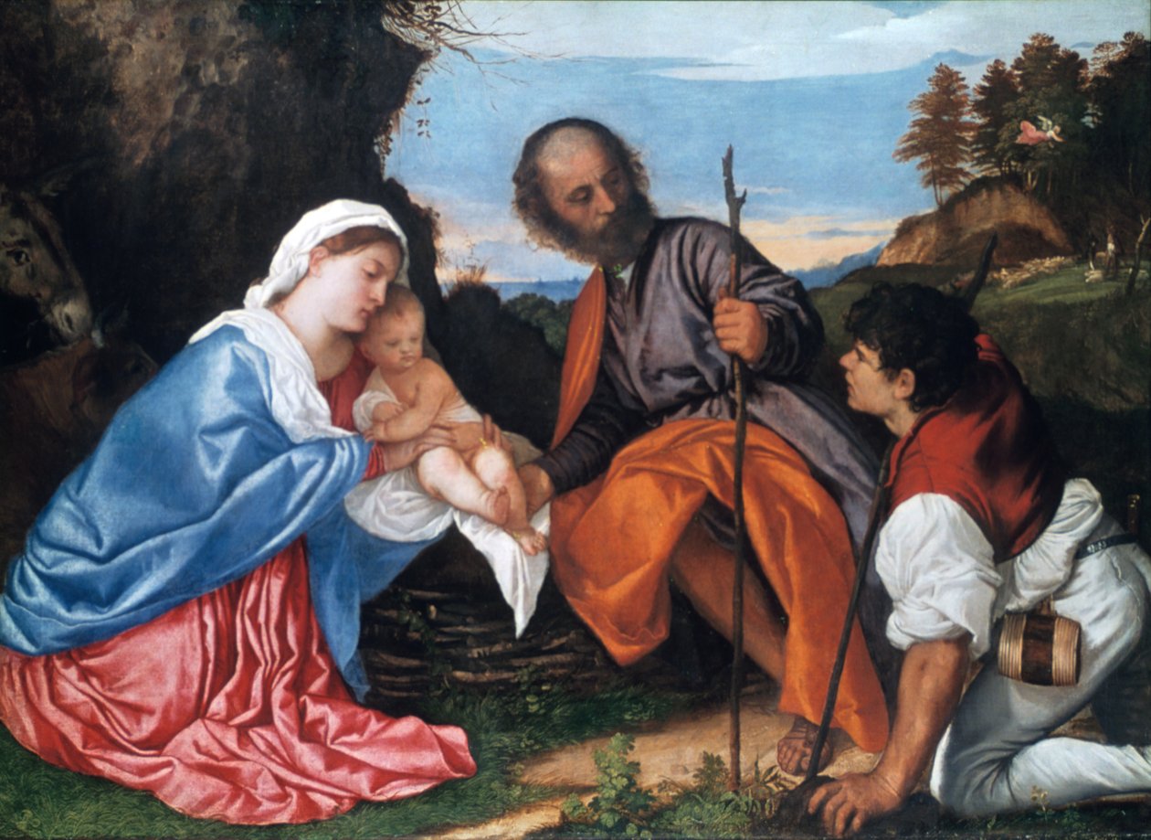 La Sacra Famiglia con un pastore, c1510 da Tiziano Vecelli