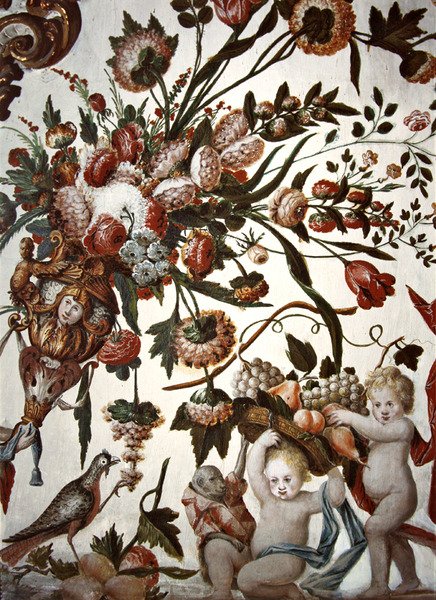 Decorazione con fiori, putti e un uccello da Tomas Ferrer