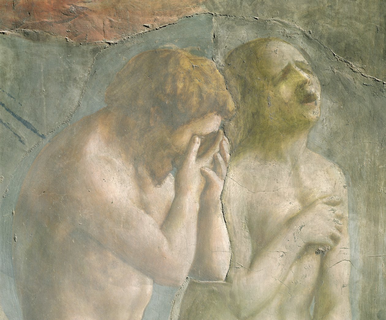 Adamo ed Eva cacciati dal Paradiso, c.1427 (dettaglio) (pre-restauro) da Tommaso Masaccio