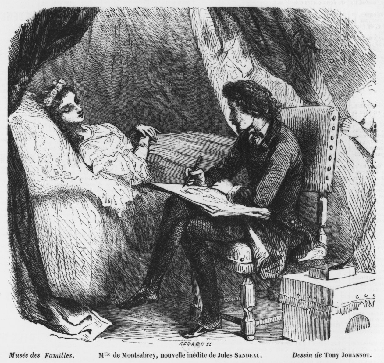 Disegnare un ritratto funerario, illustrazione da 