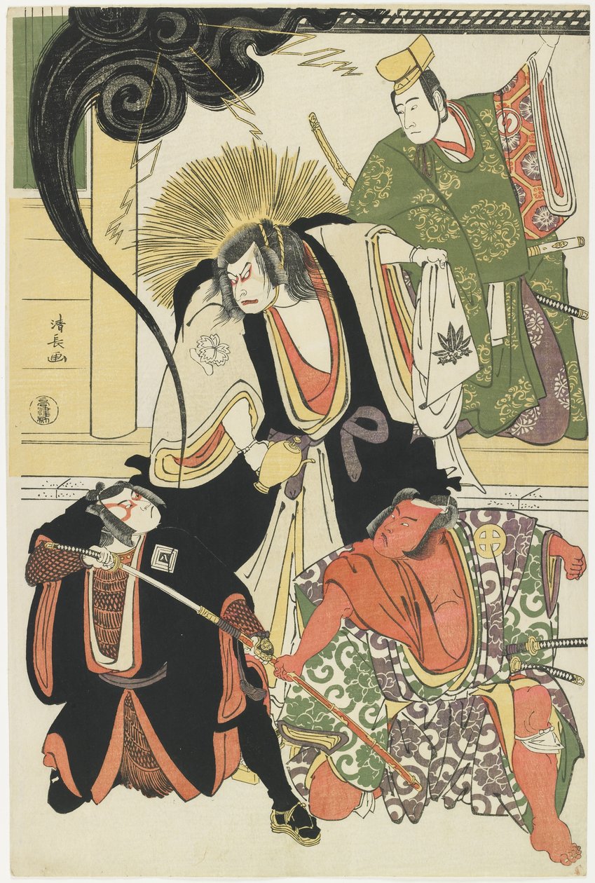 Scena dal dramma AKbuki Yukimotsutake furisode Genji, 1785 da Torii Kiyonaga