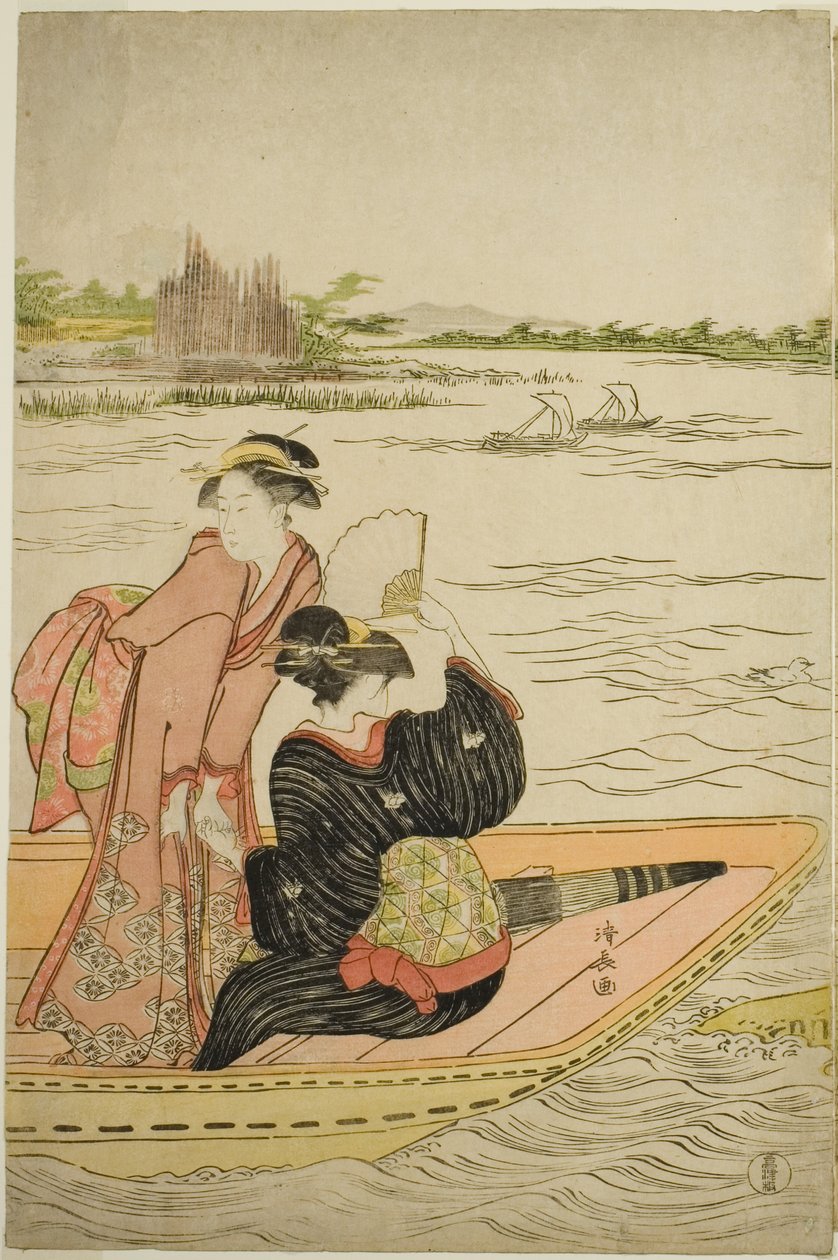 Un traghetto sul fiume Sumida da Torii Kiyonaga