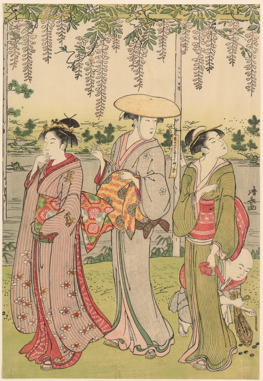 Ammirando il Glicine al Santuario di Kameido da Torii Kiyonaga