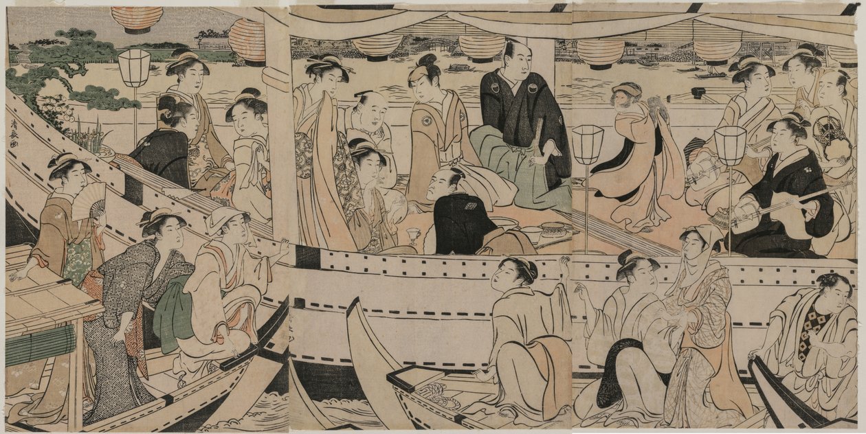 Festa in barca sul fiume Sumida da Torii Kiyonaga