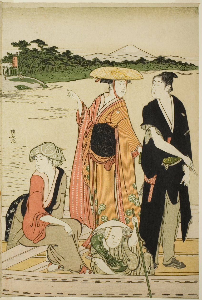 Traghetto sul fiume Rokugo da Torii Kiyonaga