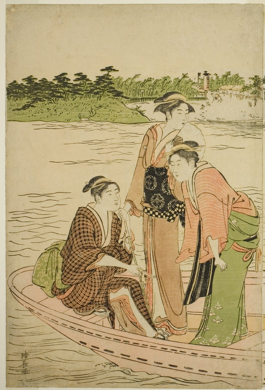 Traghetto sul fiume Rokugo da Torii Kiyonaga