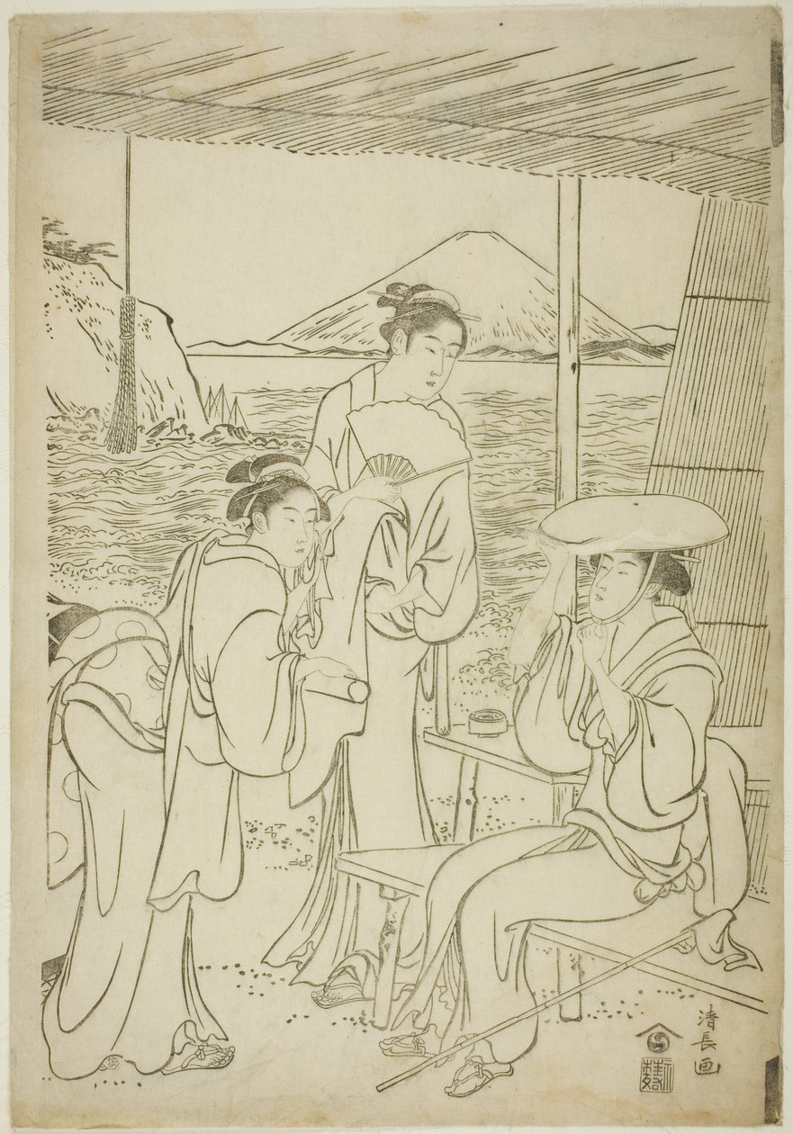 Visitatori a Enoshima da Torii Kiyonaga