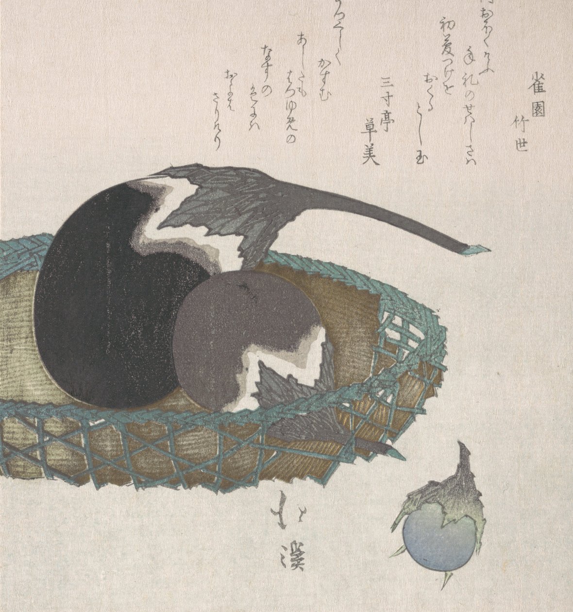 Melanzane in un cesto, XIX secolo da Totoya Hokkei