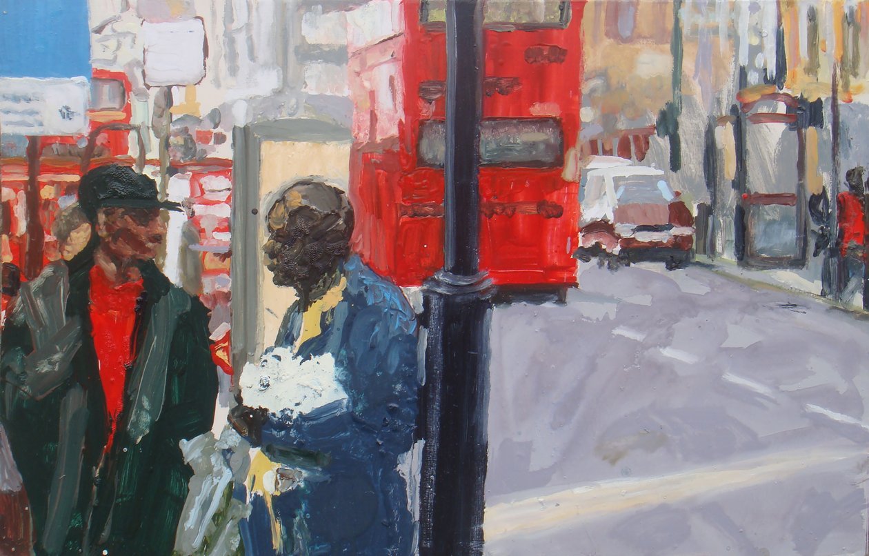 Conversazione in strada, 2008 (olio su tavola) da Trevor Burgess