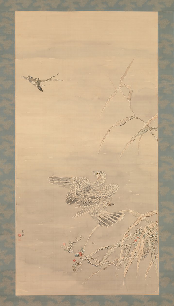 Falco che afferra un piccolo uccello, XIX secolo da Tsubaki Chinzan