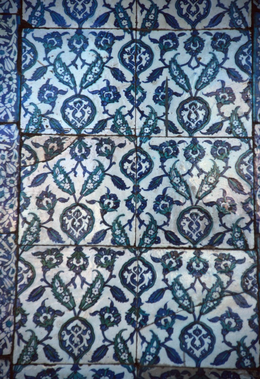 Pannello di piastrelle ottomane (ceramica) da Turkish School