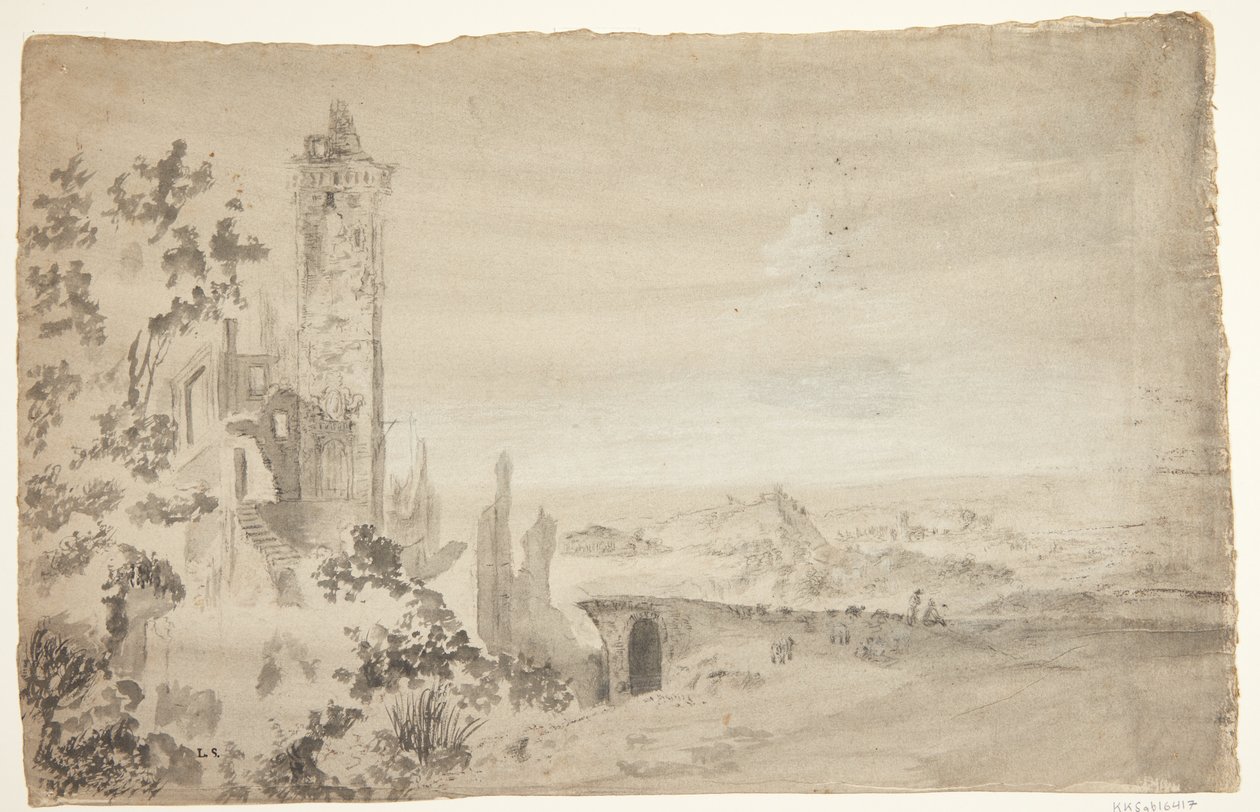Paesaggio con rovine da Ubekendt