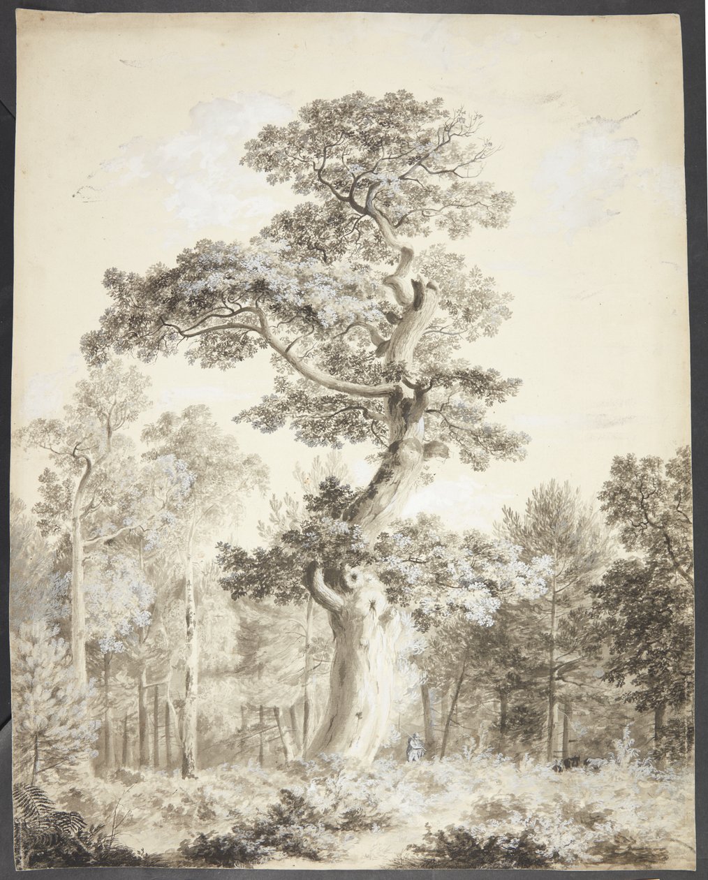 Paesaggio con Grande Albero e Cacciatore da Ubekendt
