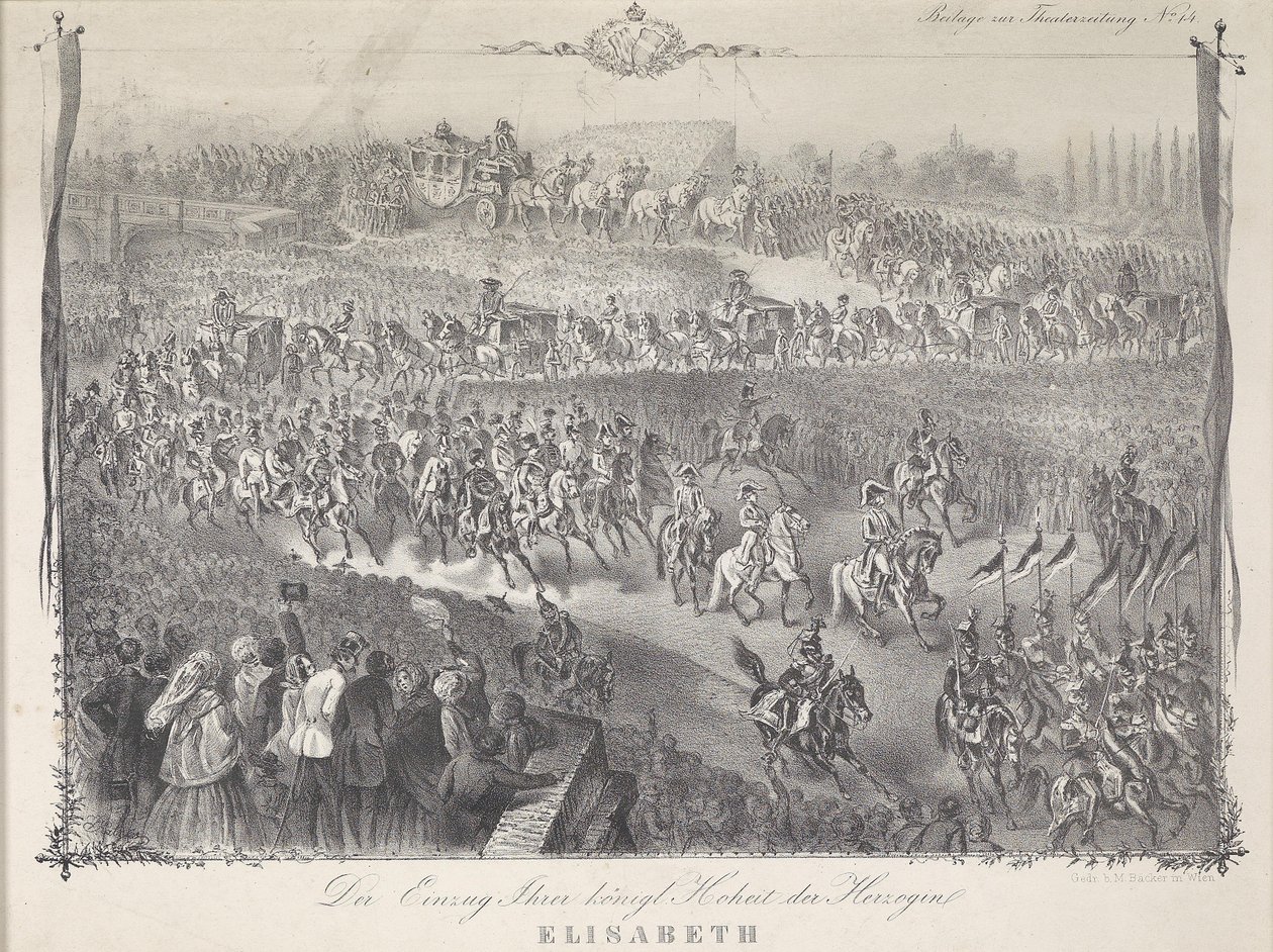 Ingresso di Sua Altezza Reale la Duchessa Elisabetta in Baviera a Vienna nel 1854 da Unbekannt Unbekannt