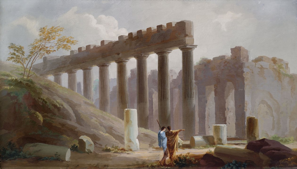 Paesaggio con rovine e figure da Unbekannt Unbekannt