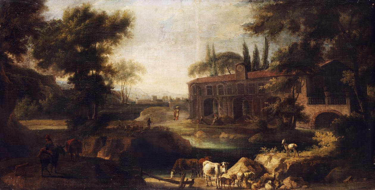 Sopraporta con paesaggio e tenuta signorile da Unbekannt Unbekannt