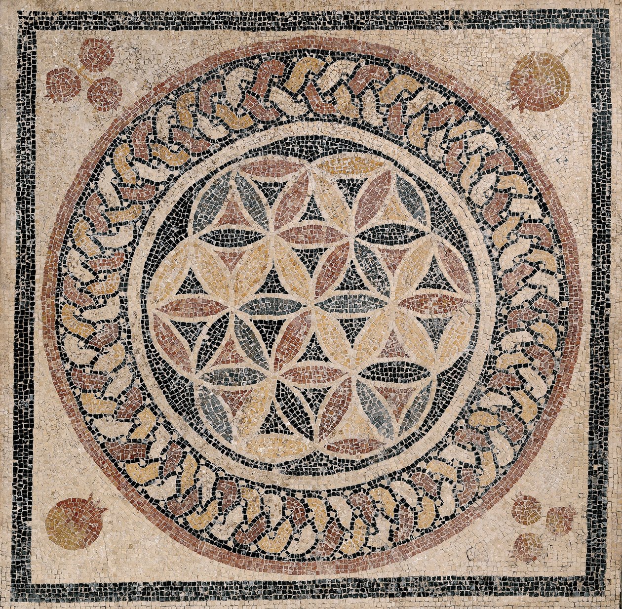 Pavimento a mosaico da un bagno nel palazzo di Erode da Unbekannt Unbekannt