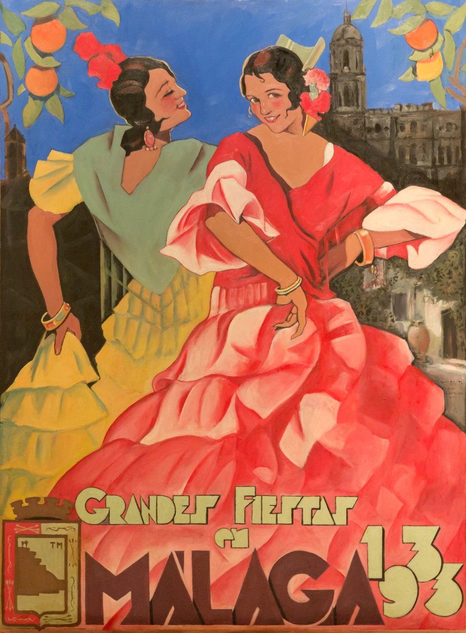 Poster pubblicitario Grandes Fiestas de Malaga 1933 da Unbekannt Unbekannt
