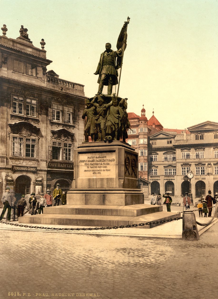 Memoriale di Radetzky a Praga, c.1890 (cartolina a colori) da Unbekannt Unbekannt