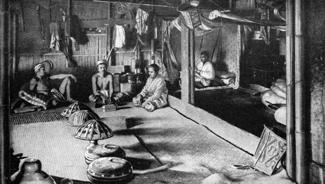 Una lunga casa nativa del Kalimantan, Borneo, 1922 da Unbekannt