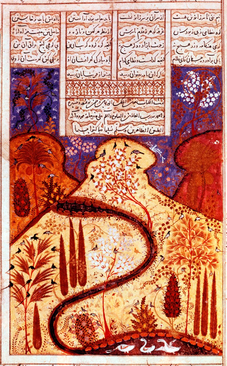 Un giardino paradisiaco, miniatura persiana, c. 1300 da Unbekannt