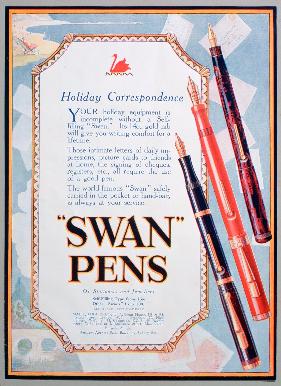 Pubblicità per penne Swan, 1906 da Unbekannt