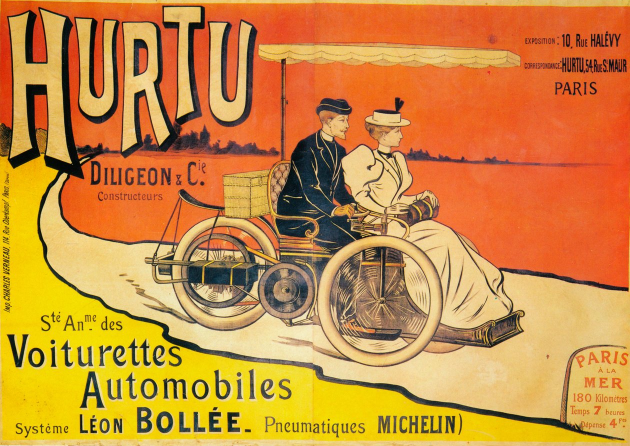 Pubblicità per auto Hurtu, c1896 da Unbekannt