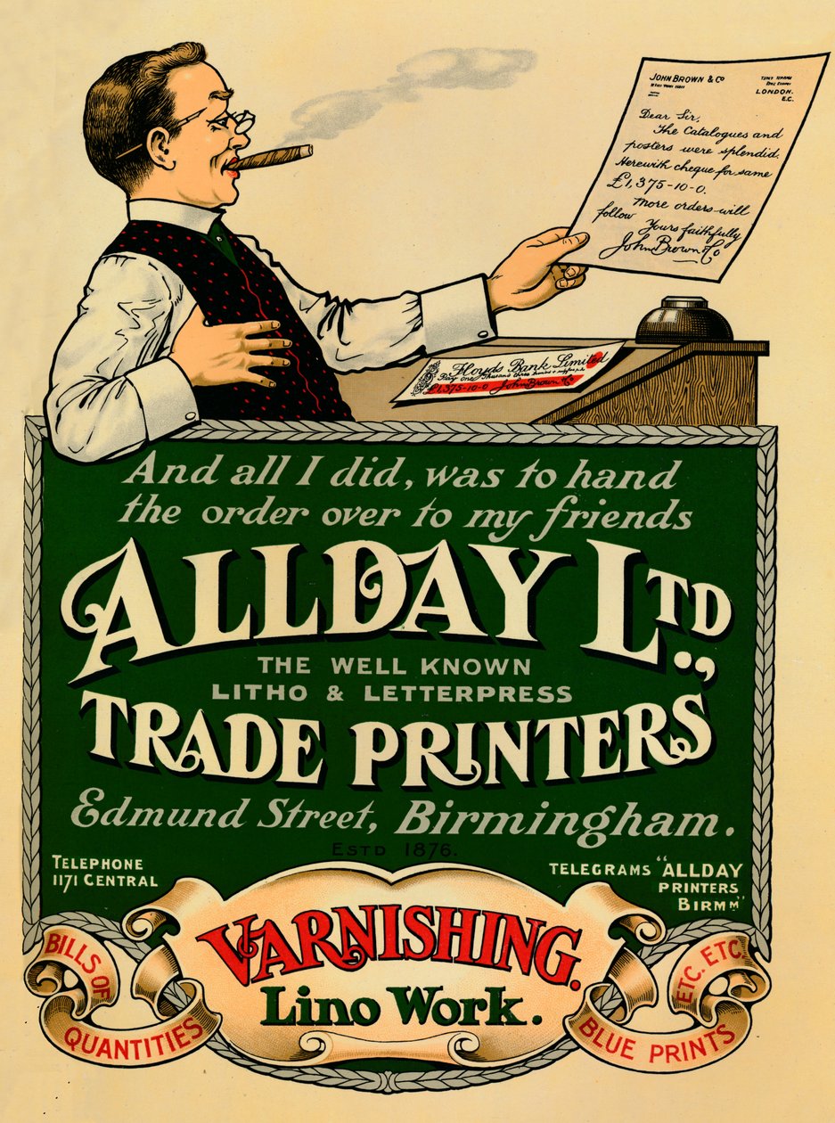Pubblicità di Allday Ltd., Trade Printers da Unbekannt