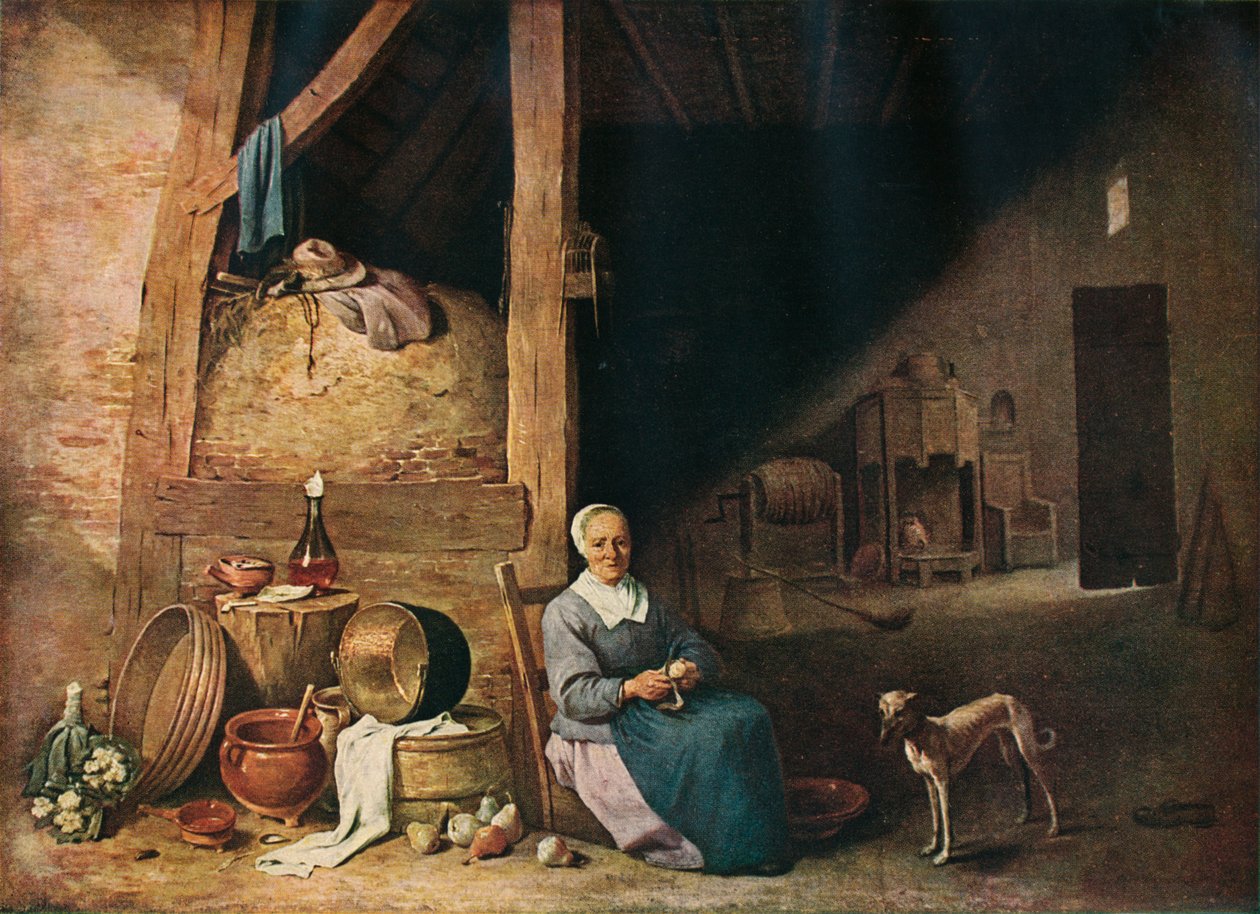 Una vecchia che sbuccia pere, c1640 da Unbekannt