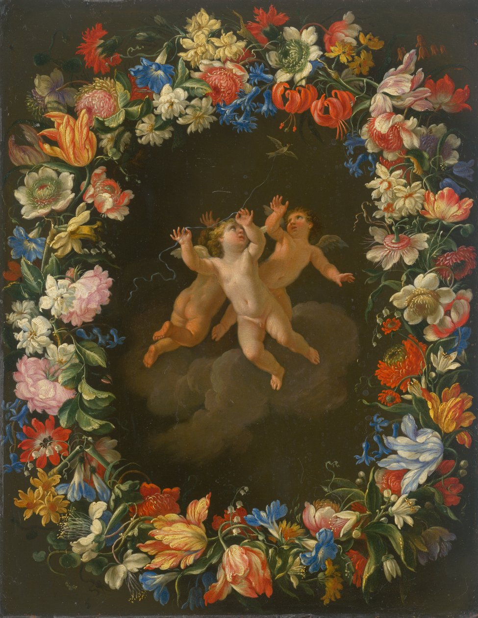 Angeli in una ghirlanda di fiori II da Unbekannt