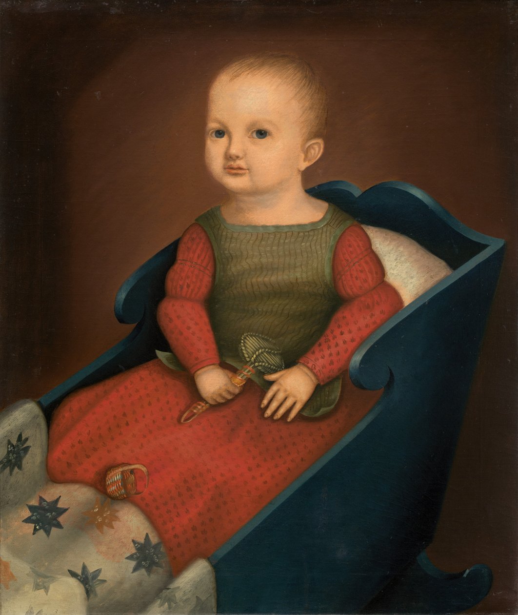 Bambino in culla blu, c. 1840 da Unbekannt
