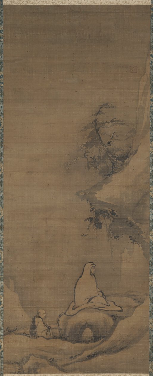 Bodhidharma che medita di fronte a una scogliera da Unbekannt