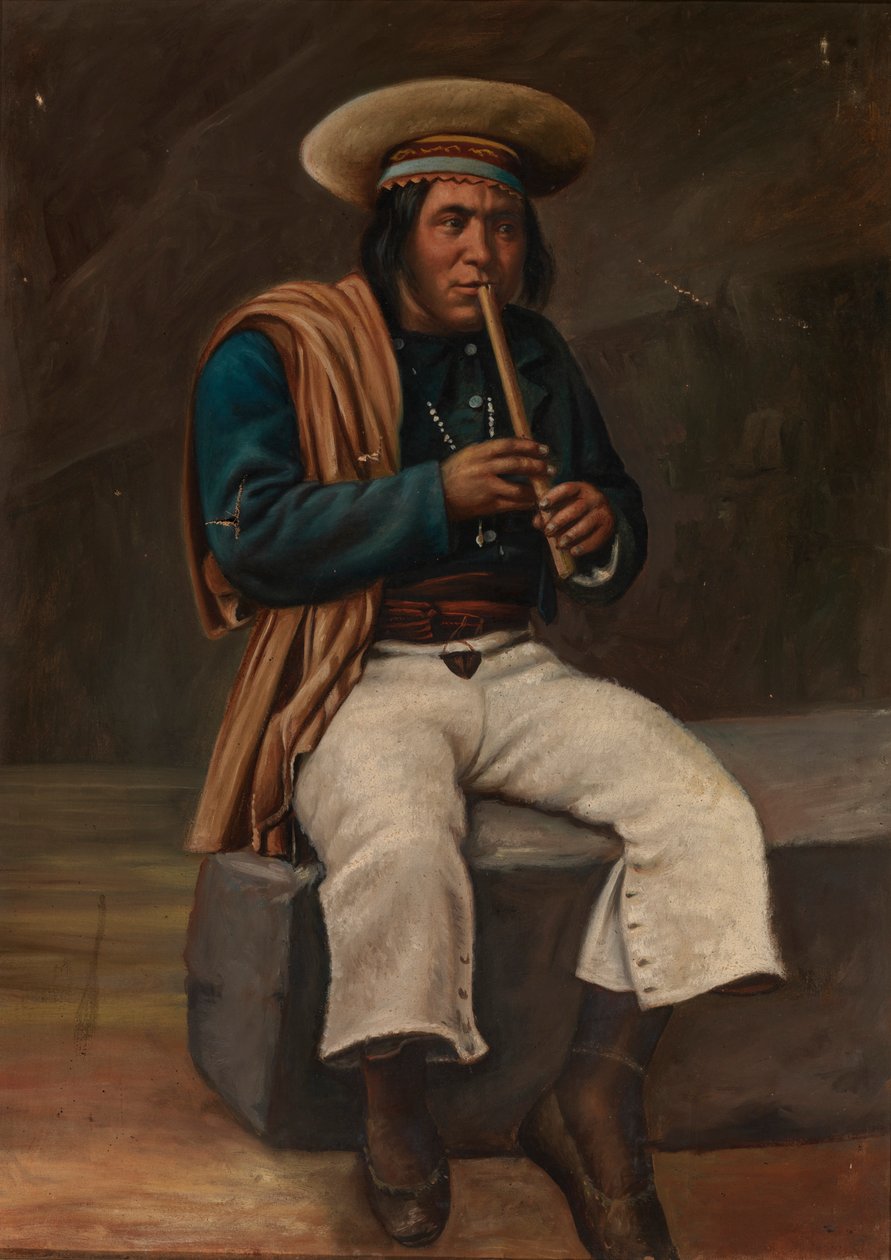 Indiano boliviano che suona la quena, ca. 1890-1892 da Unbekannt