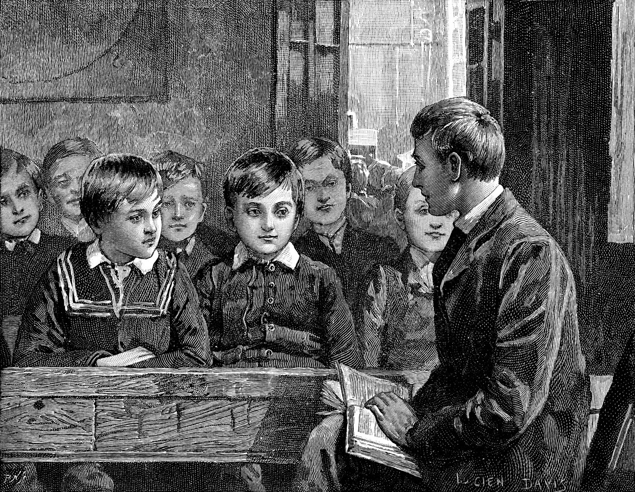 Classe di ragazzi in una scuola domenicale americana da Unbekannt