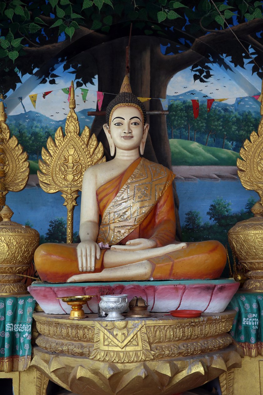 Statua di Buddha in un tempio Khmer. Cambogia da Unbekannt