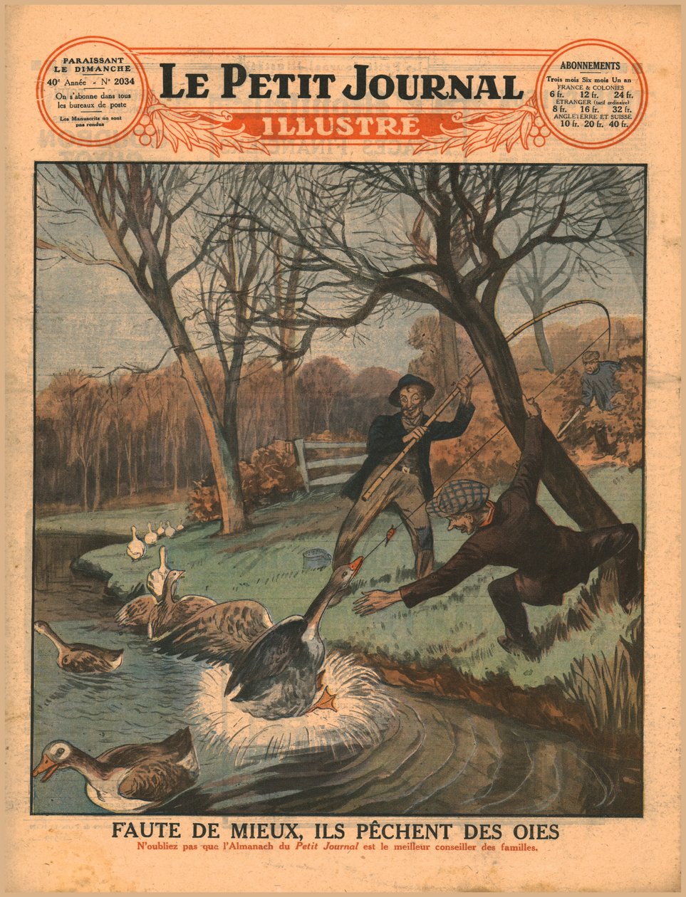 Catturare oche con una canna da pesca, 1929 da Unbekannt