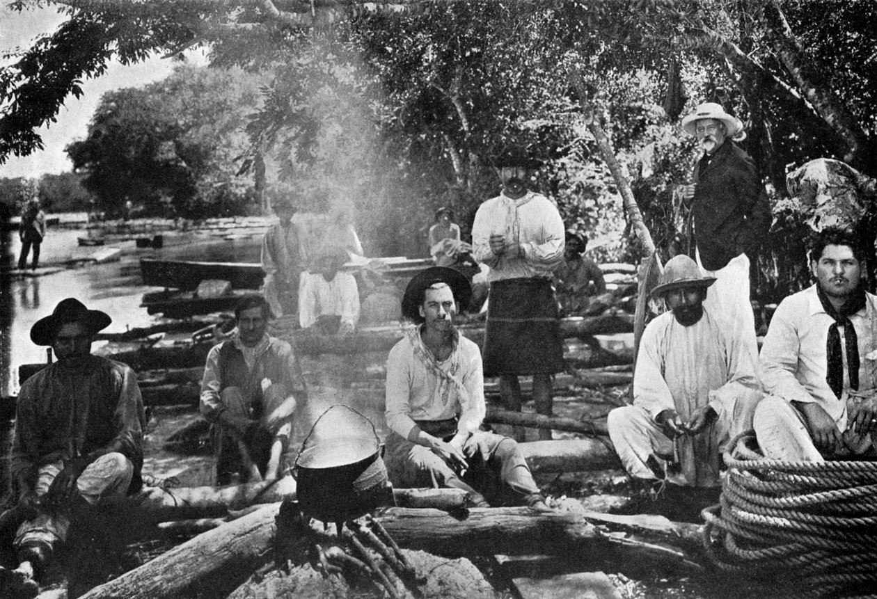 Cucinare su una zattera, Paraguay, 1911 da Unbekannt