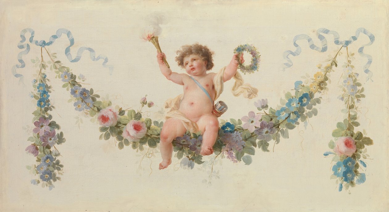 Cupido seduto su una ghirlanda da Unbekannt