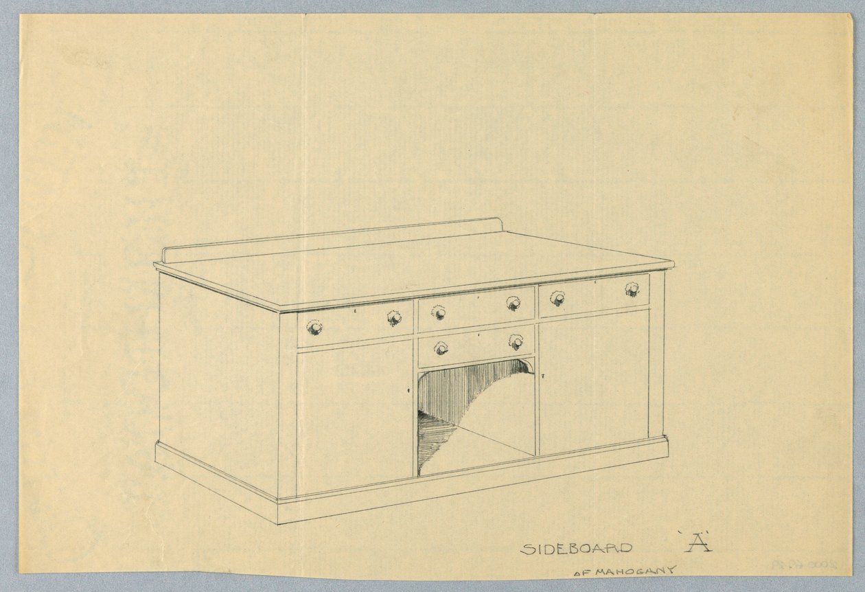 Design per credenza A di mogano, 1900-05 da Unbekannt