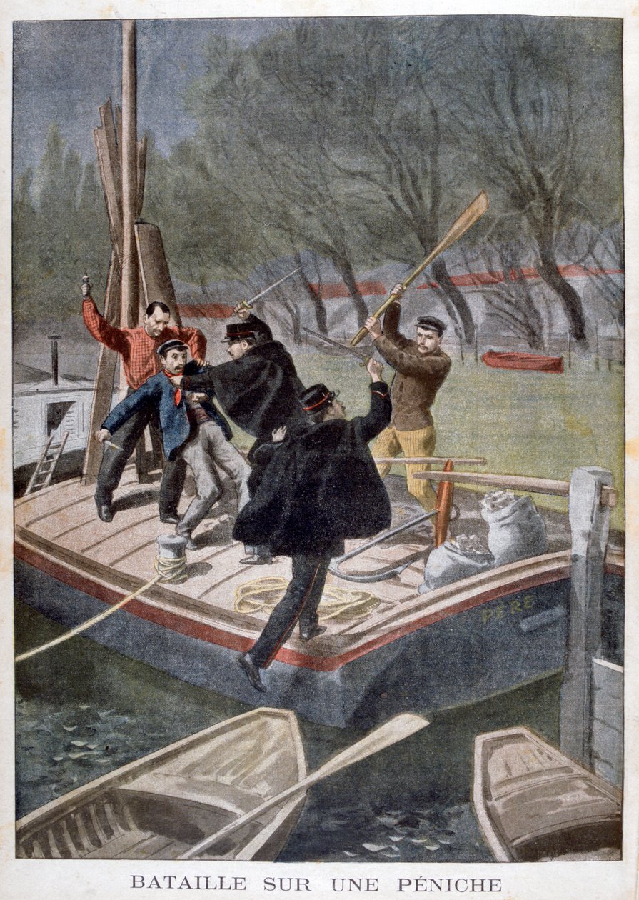 Lotta su una chiatta, 1902 da Unbekannt