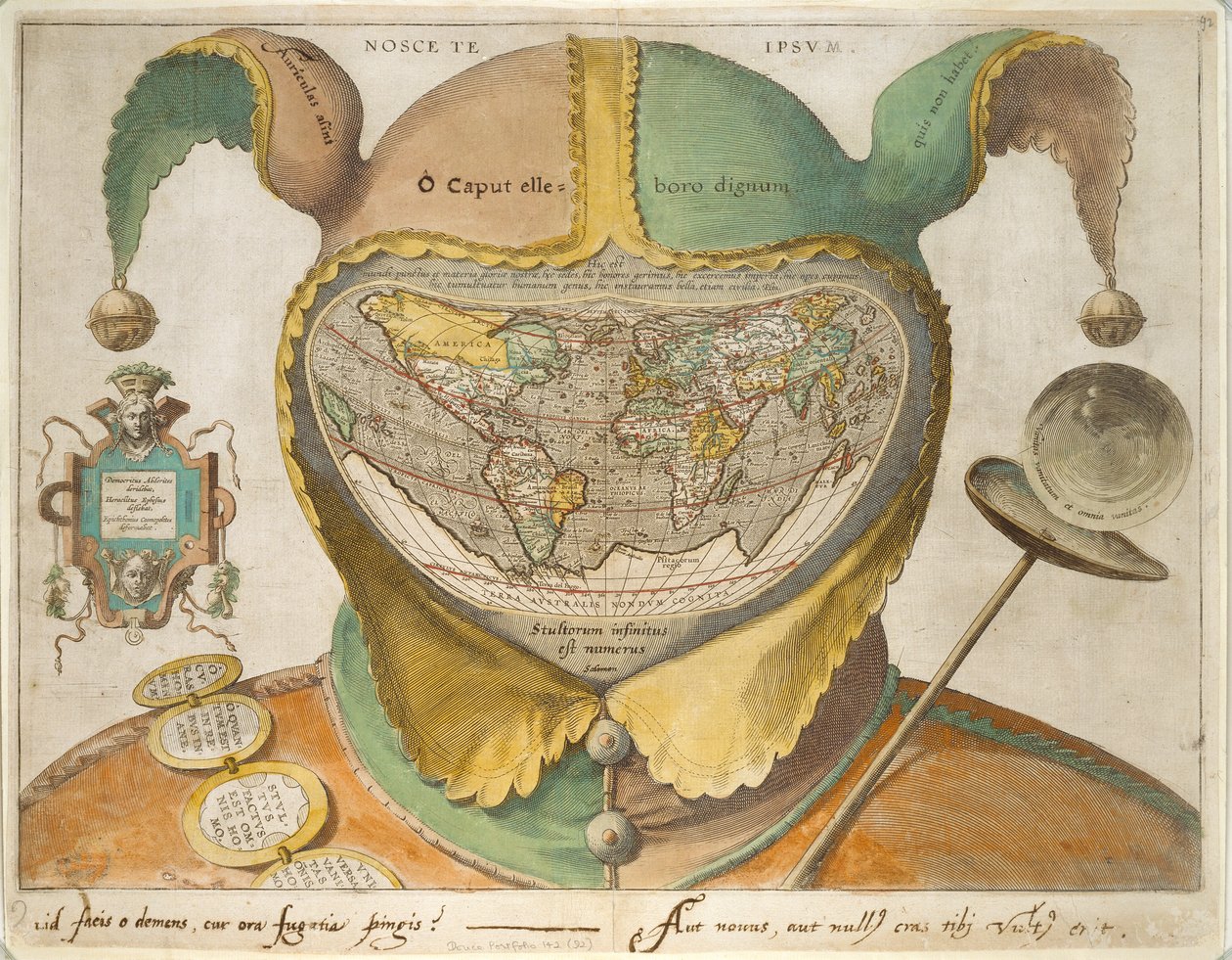 Mappa del mondo a forma di cappello da giullare, c1590 da Unbekannt