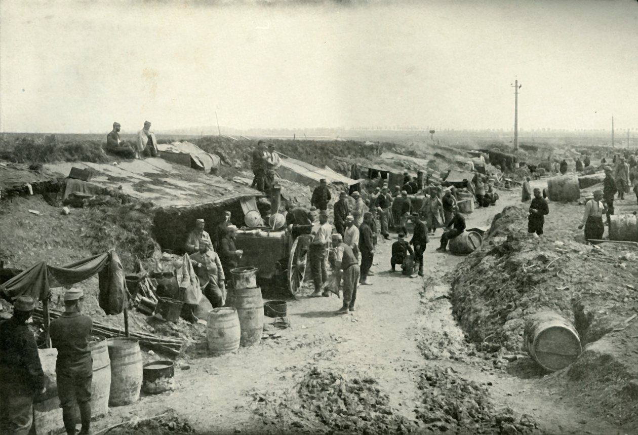 Cucine del servizio di campo francese dietro la linea del fuoco, 1919 da Unbekannt