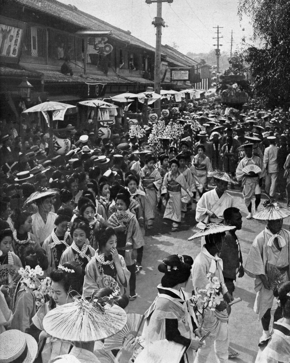 Processione di geishe, Giubileo di Yokohama, Giappone, 1909 da Unbekannt
