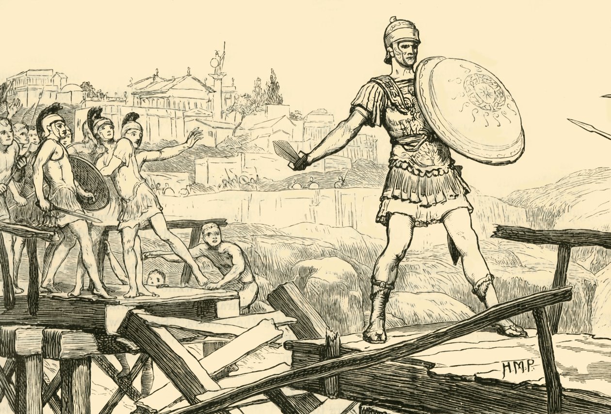 Orazio Coclite che difende il ponte, 1890 da Unbekannt