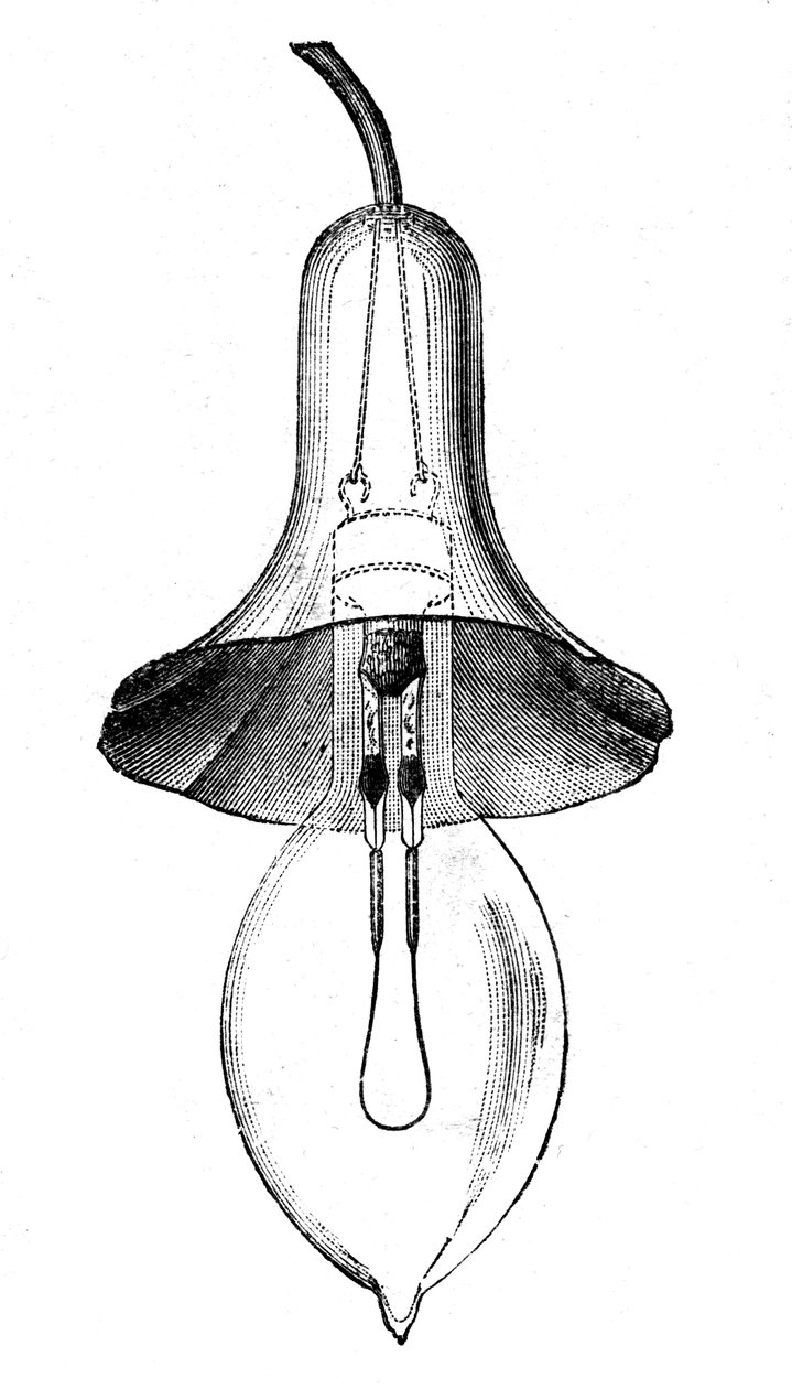 Lampada a filamento incandescente, glow-lamp, di Lane-Fox, 1883 da Unbekannt