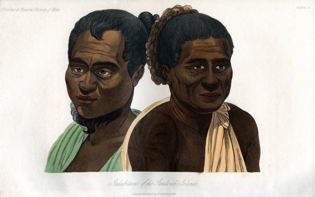 Abitanti delle Isole Sandwich, 1848 da Unbekannt