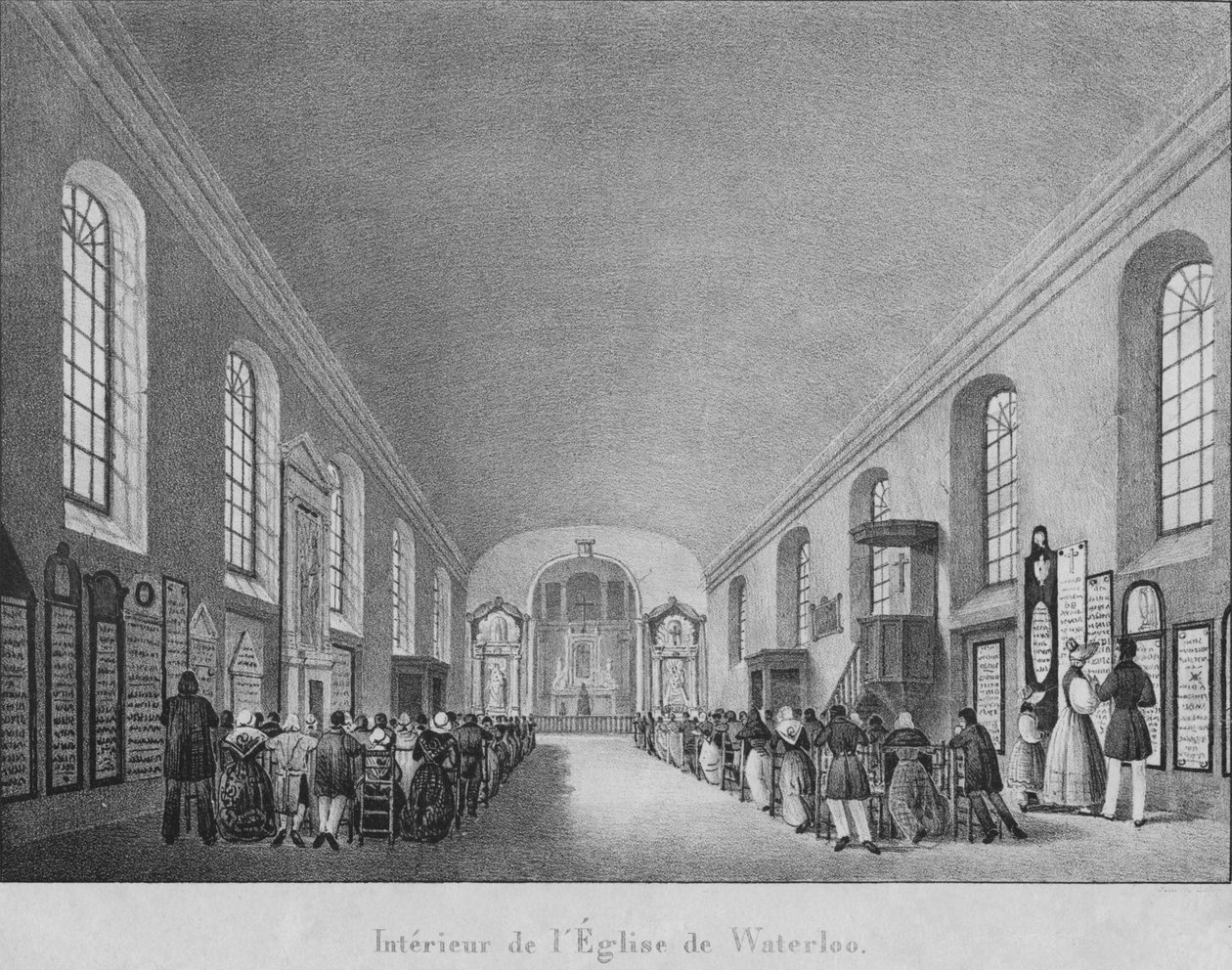 Interno della Chiesa di Waterloo, c1830 da Unbekannt
